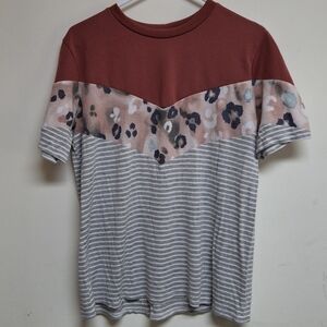 Haptics Supersoft Colorblock Striped and Leopard Print T-Shirt